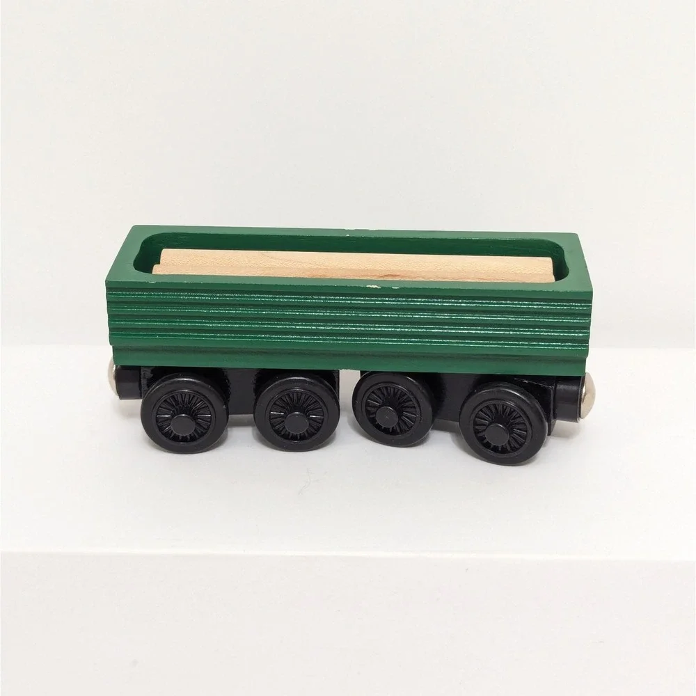 Thomas Friends Train Wooden Railway Henry's Green Log Car Cargo Sawmill Log 2000